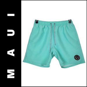 Maui Board Shorts Size Small Blue Men Casual Outdoor Flat Front